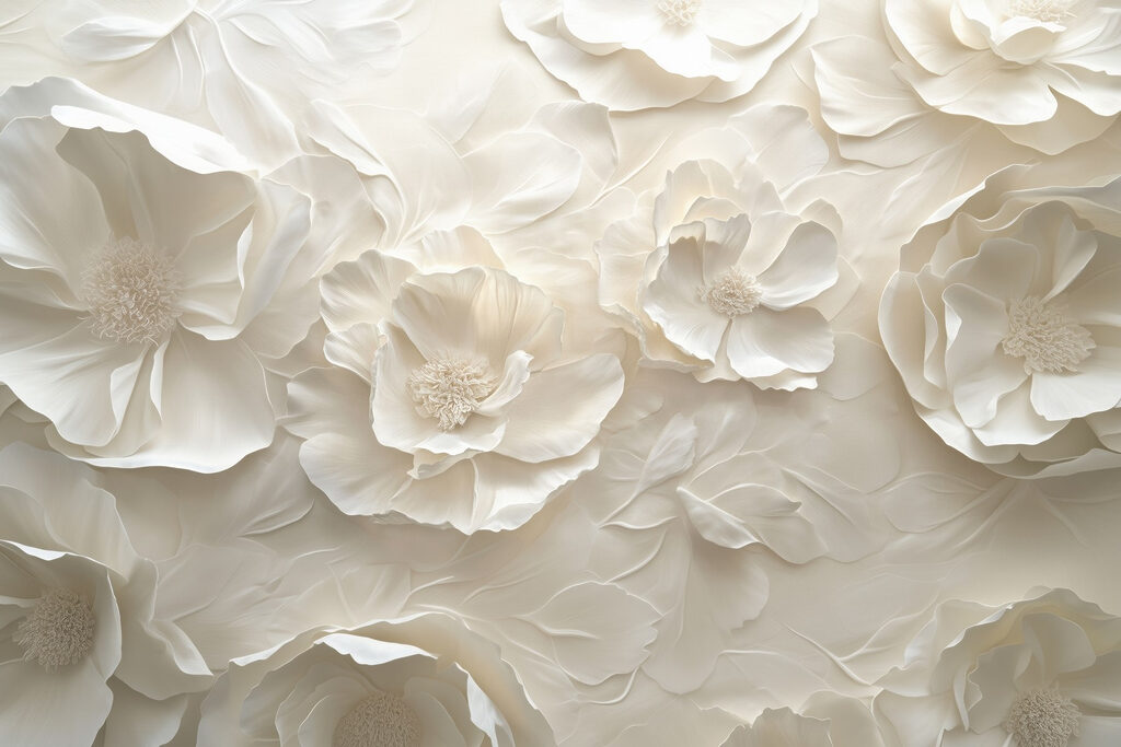 Flores brancas em ondas — design completo