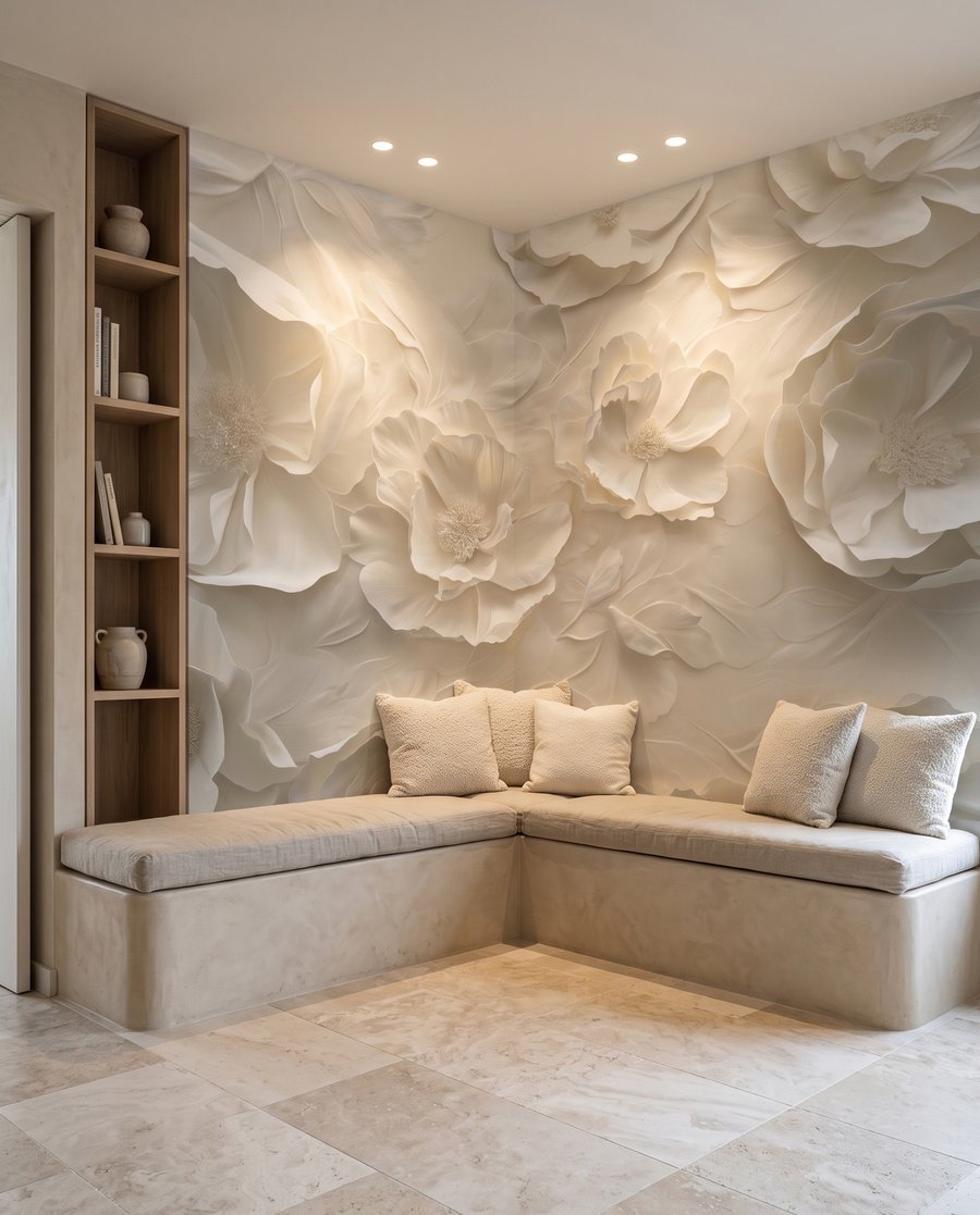 Flores brancas em ondas — interior 3