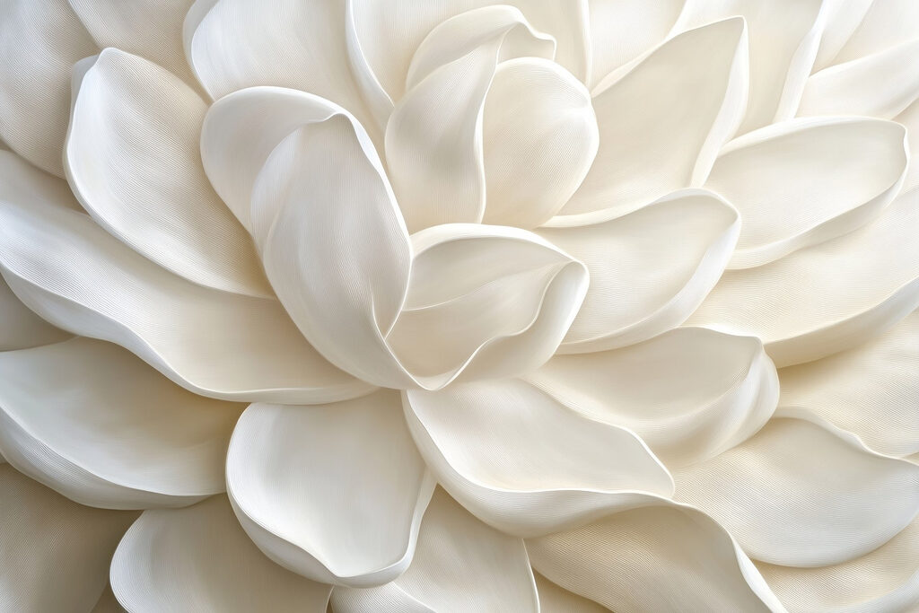 Flor branca como escultura — design completo