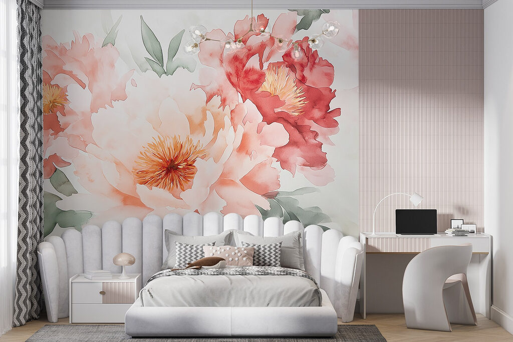 Flores cor-de-rosa em aguarela — interior 4