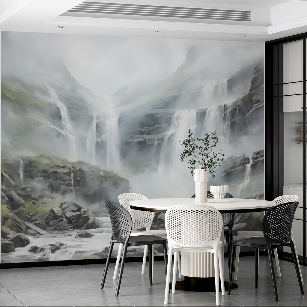 Cascata sobre rochas cinzentas — interior 3
