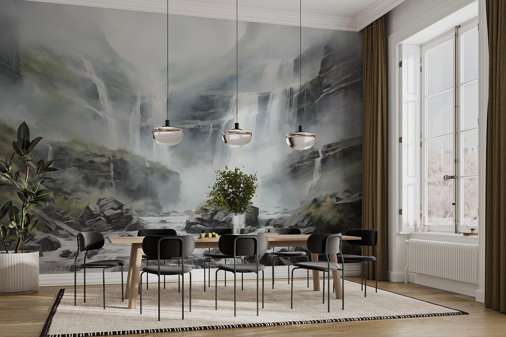 Cascata sobre rochas cinzentas — interior 4