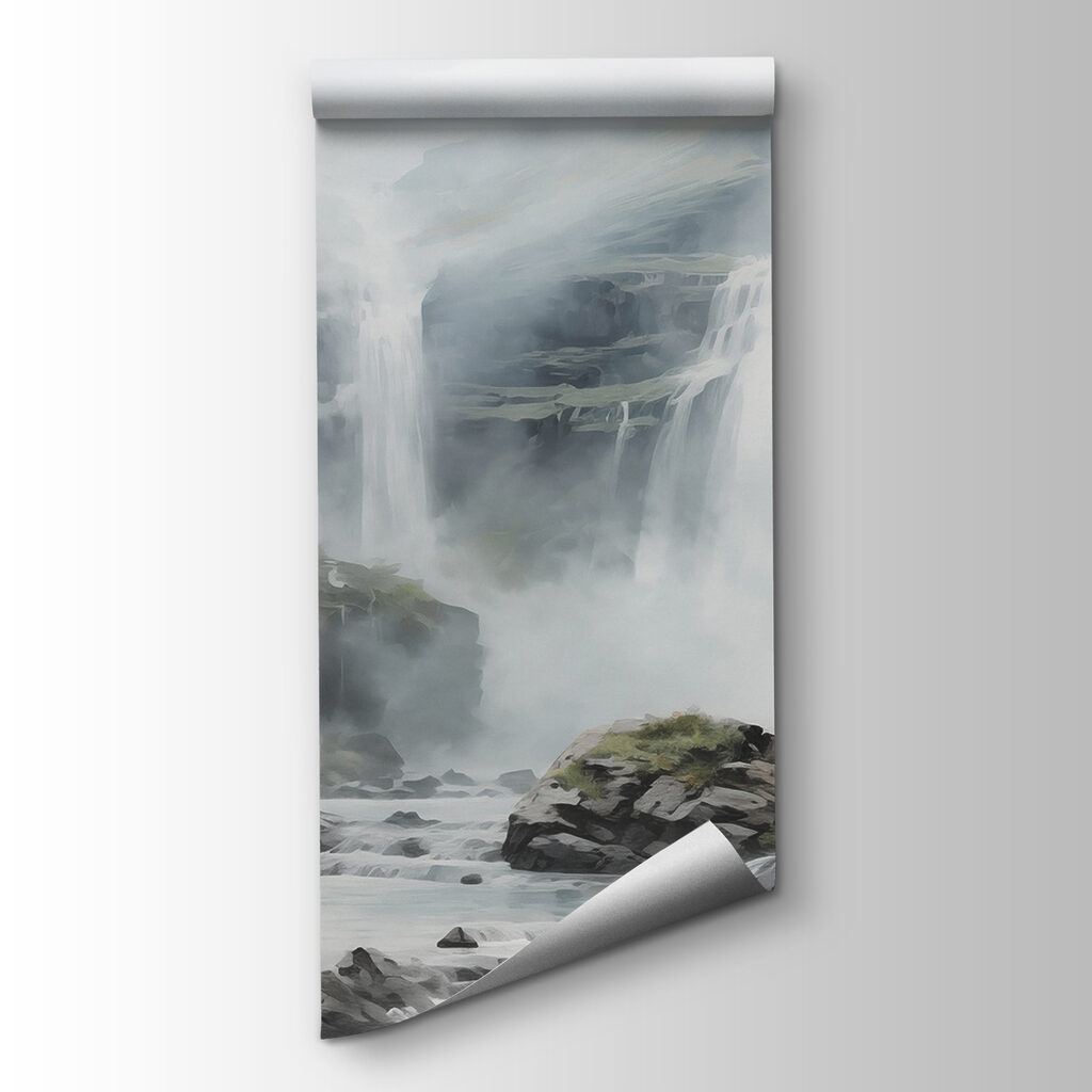 Cascata sobre rochas cinzentas — vista do produto