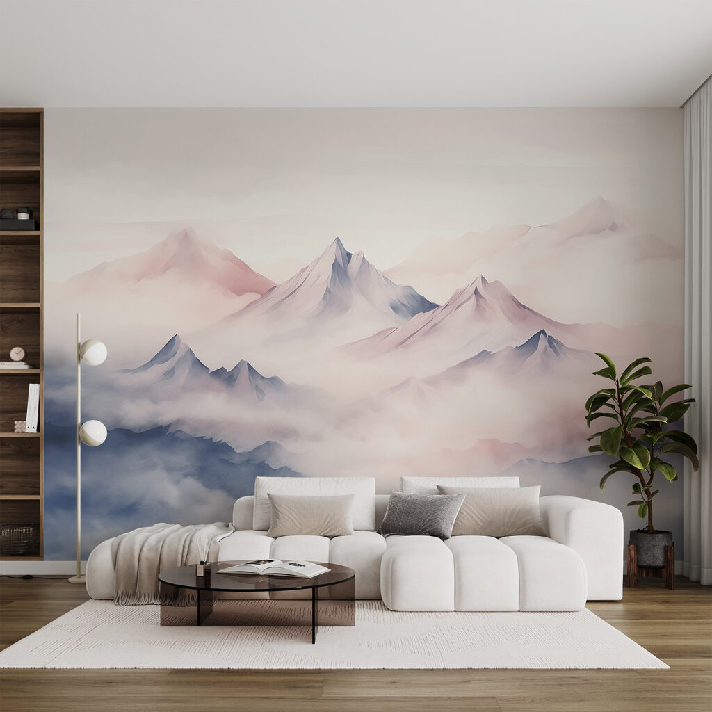 Névoa rosa sobre montanhas — interior 2
