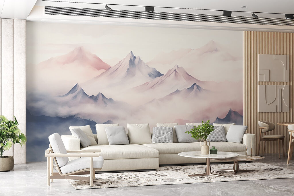 Névoa rosa sobre montanhas — interior 3