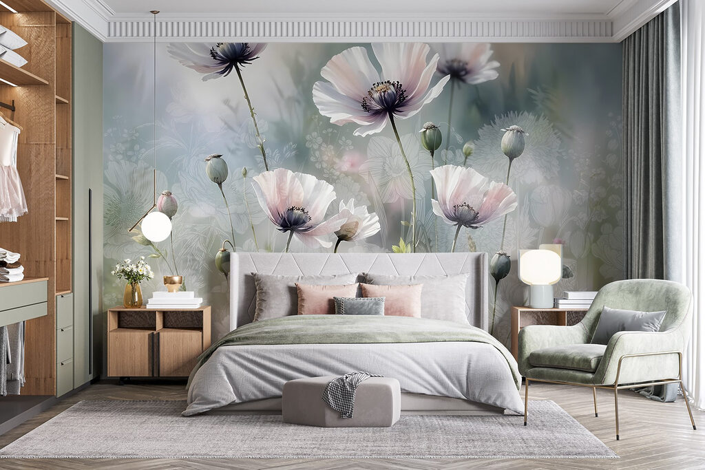 Rosa e botões verdes — interior 2