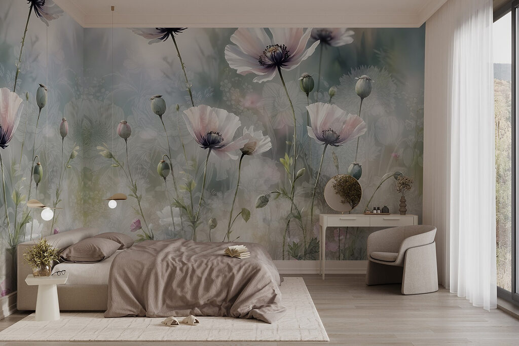 Rosa e botões verdes — interior 4