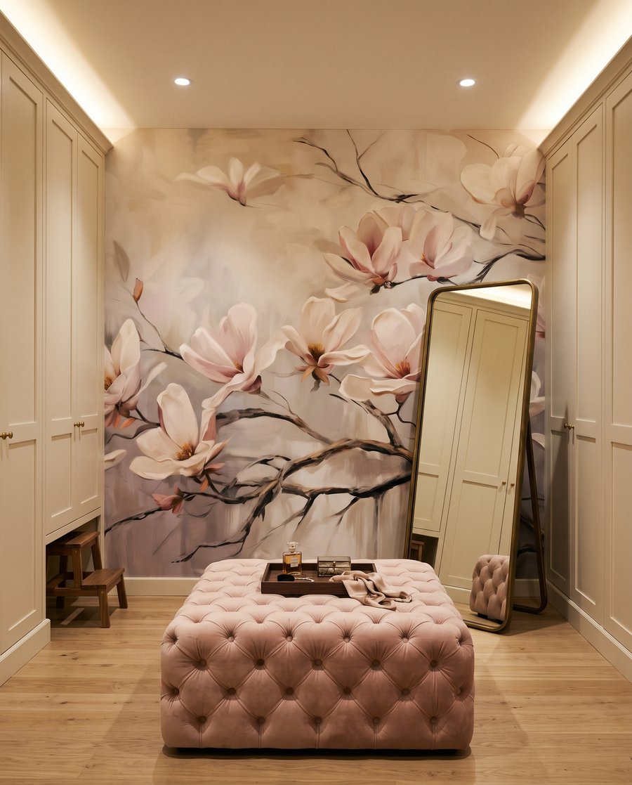 Magnólia escura sobre cinzento — interior 3