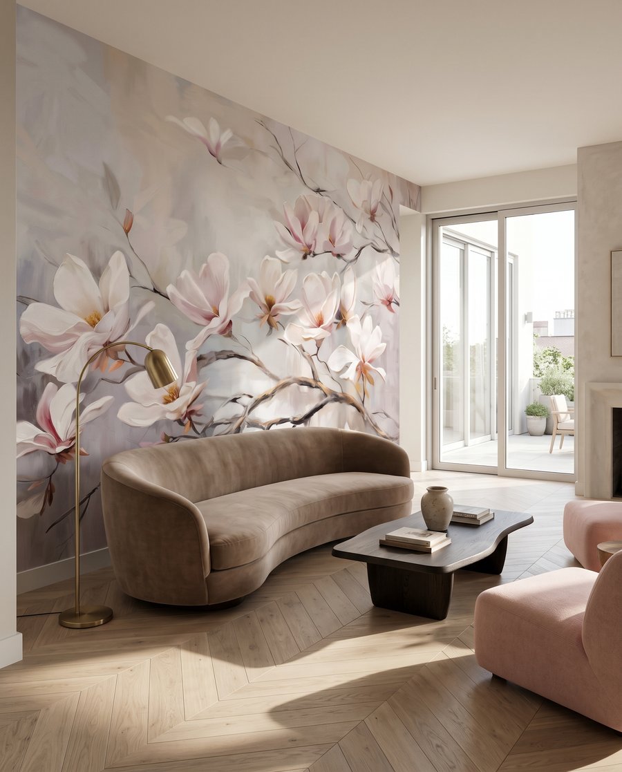 Magnólia escura sobre cinzento — interior 4