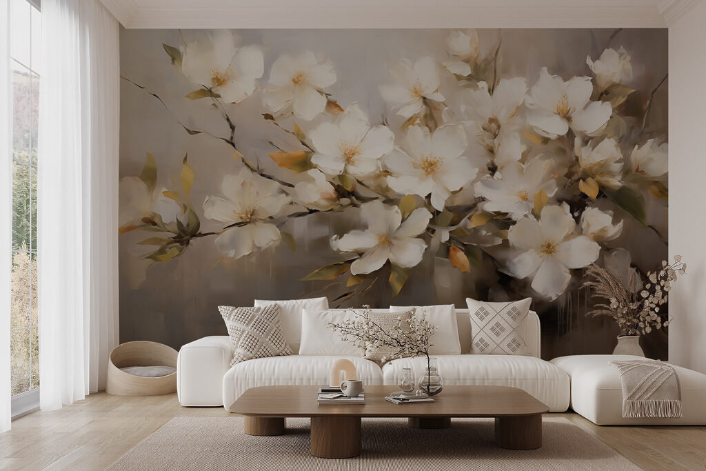 Flores brancas em pintura — interior 3