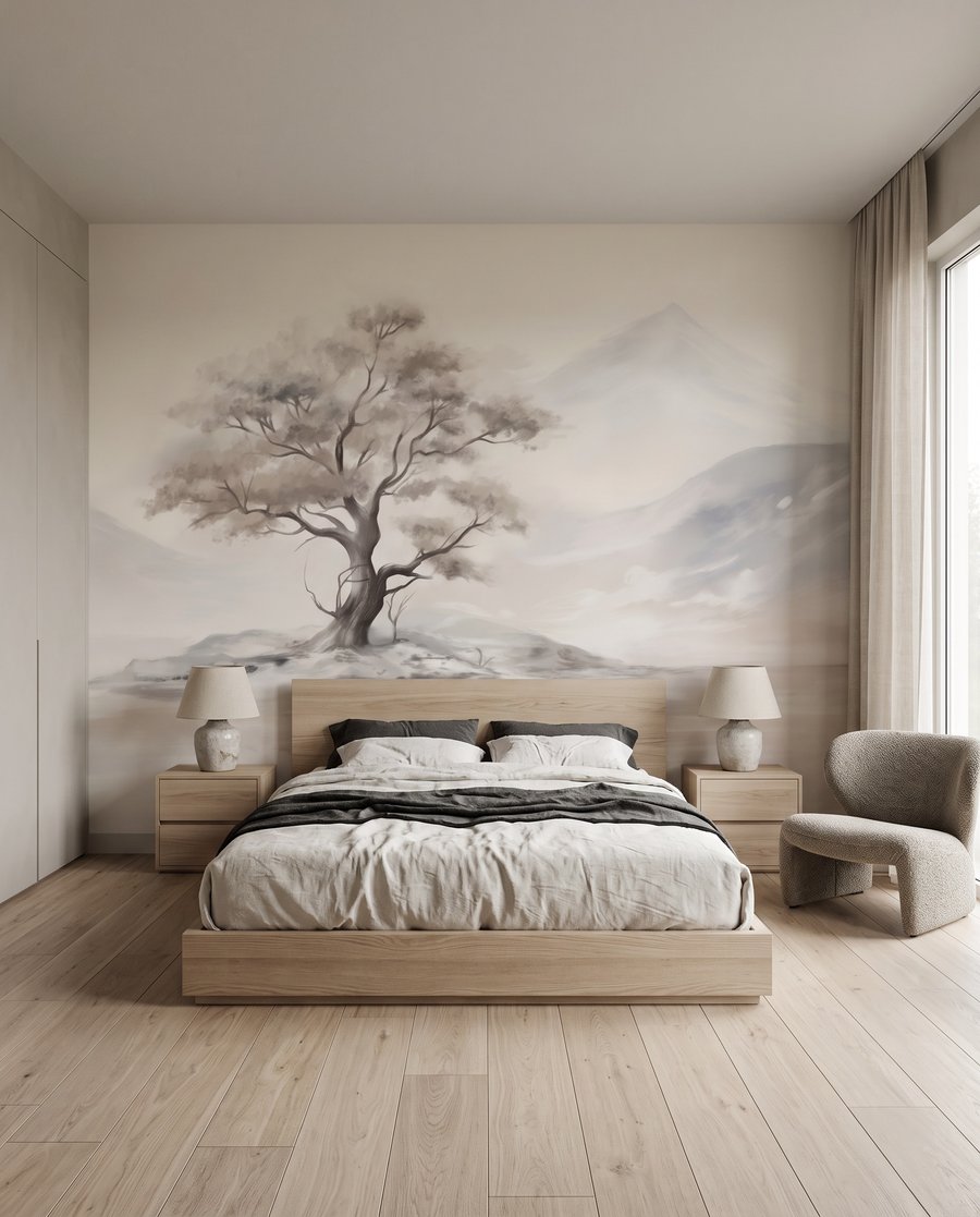 Árvore em paisagem pálida — interior 2