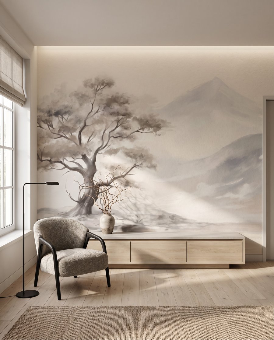 Árvore em paisagem pálida — interior 4