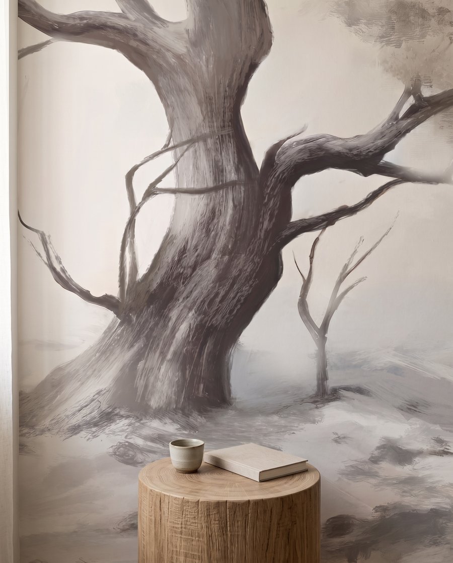 Árvore em paisagem pálida — detalhe