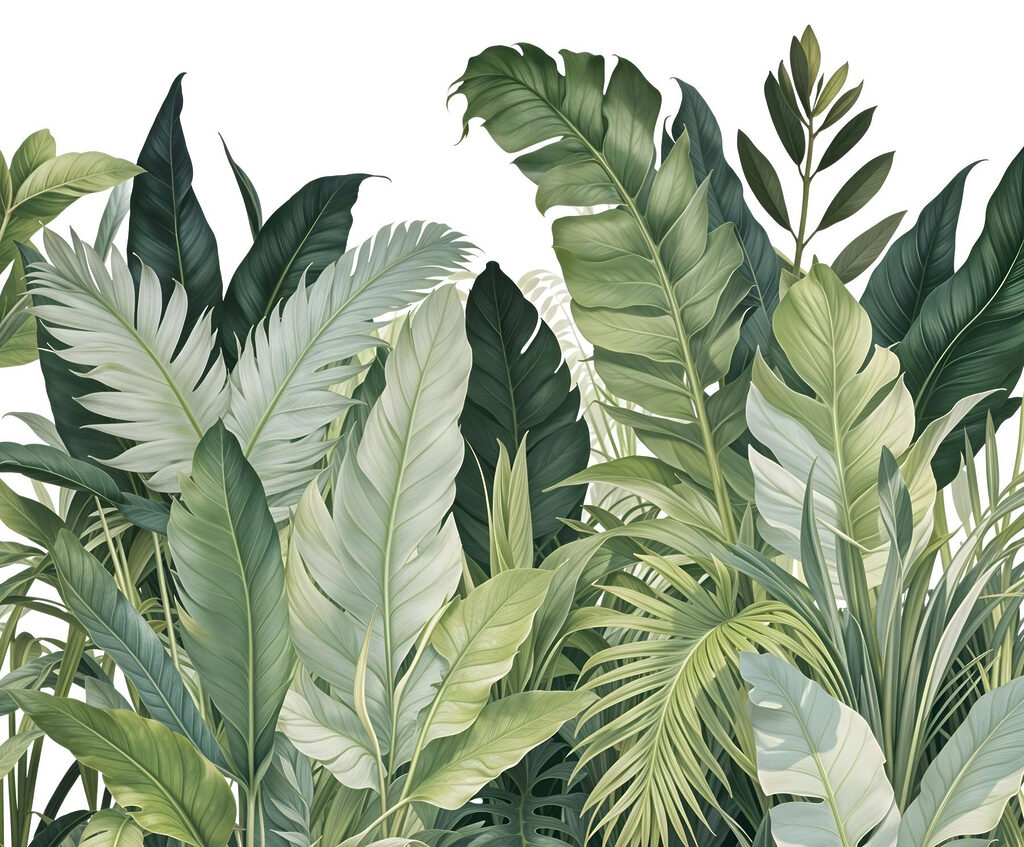 Folhas tropicais em branco — design completo