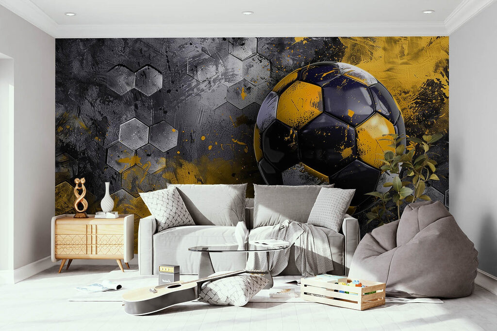 Bola de futebol preta num interior