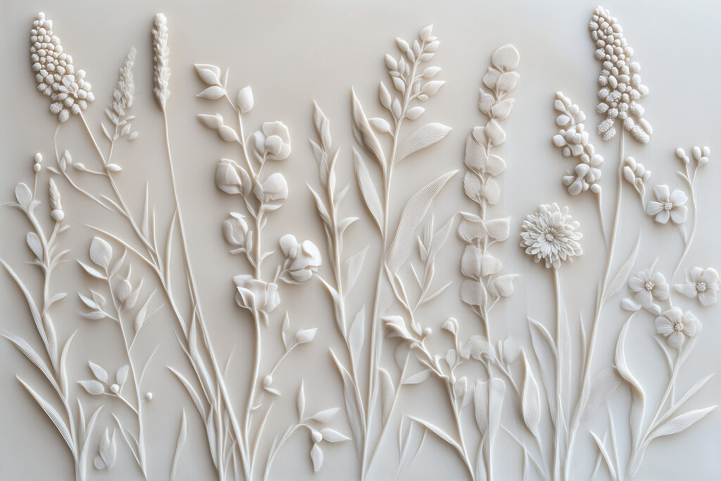 Flores brancas em fila — design completo