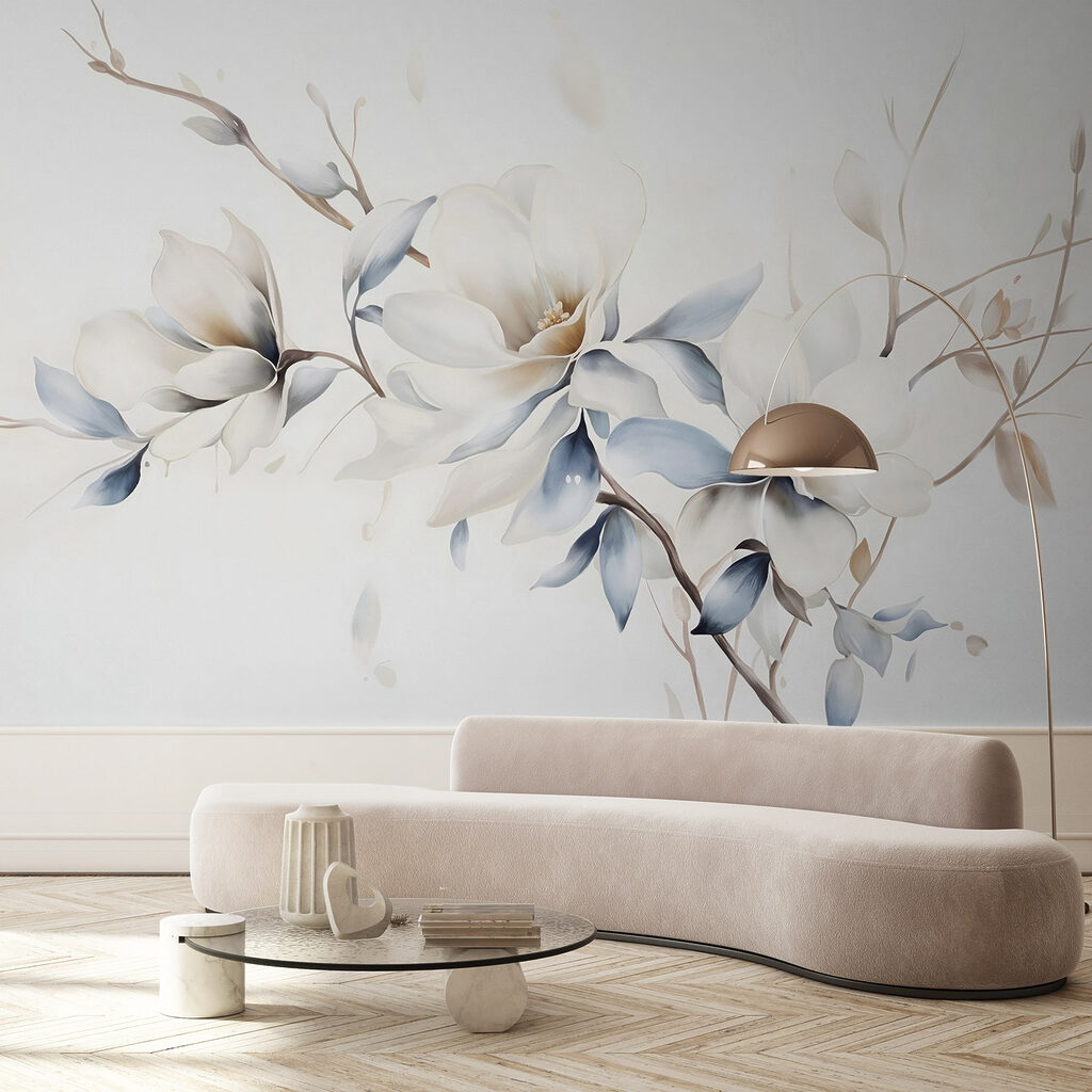 Flores brancas e azuladas — interior 5
