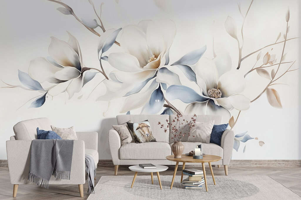 Flores brancas e azuladas — interior 6