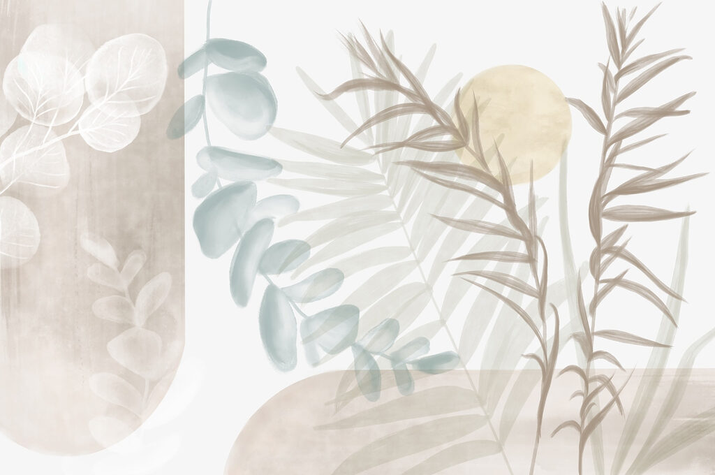 Folhas sobre formas arredondadas — design completo