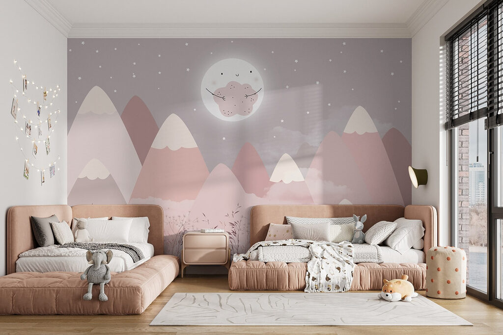 Lua sobre montanhas rosa — interior 1