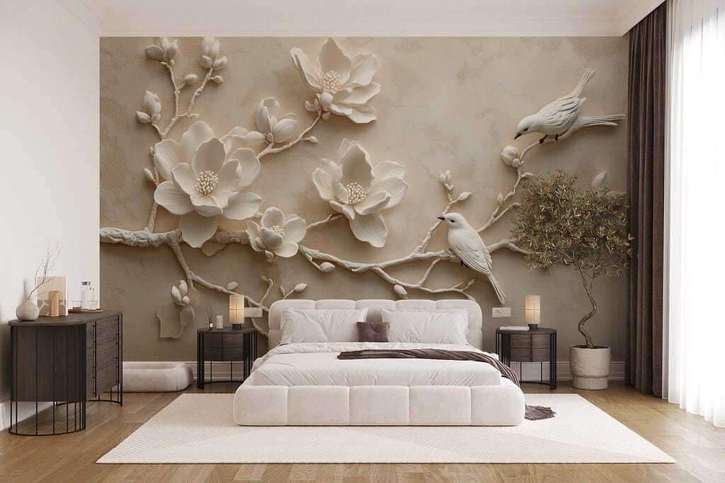 Aves em ramos floridos — interior 1