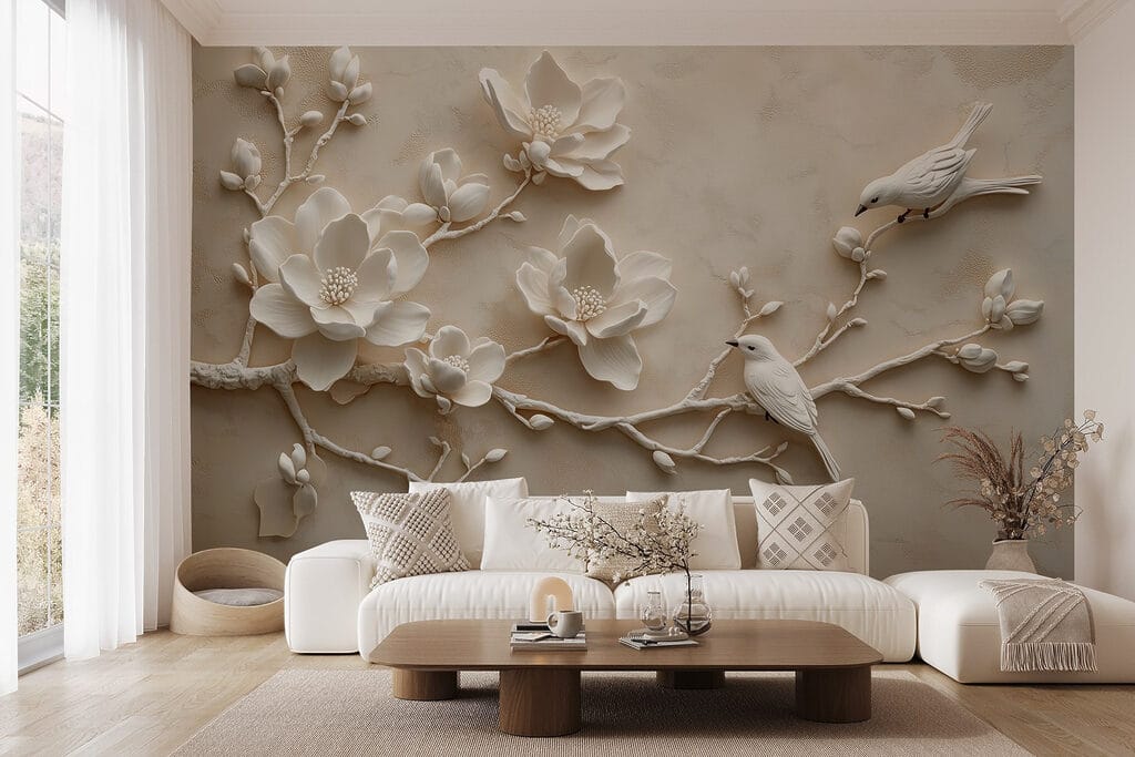 Aves em ramos floridos — interior 3