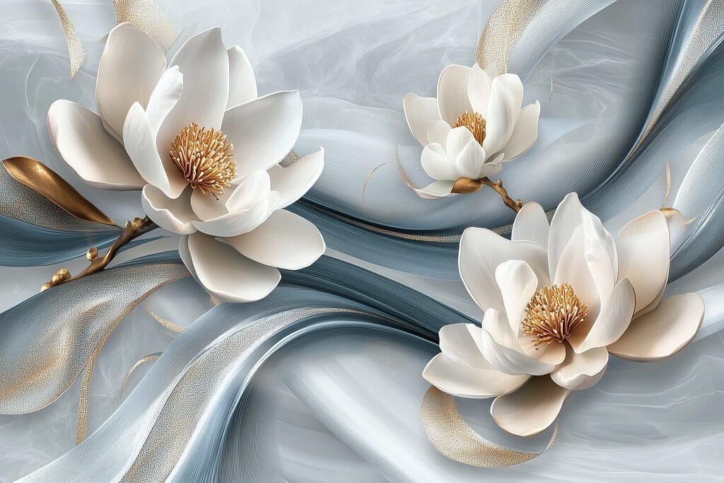 Flores brancas sobre azul — design completo