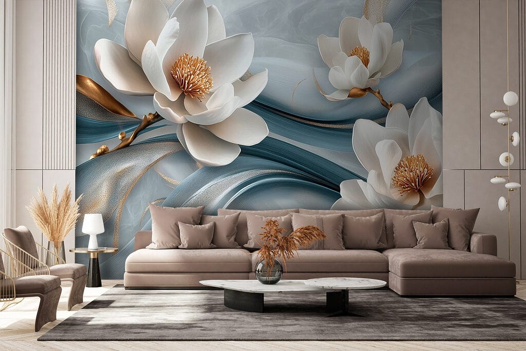 Flores brancas sobre azul — interior 4