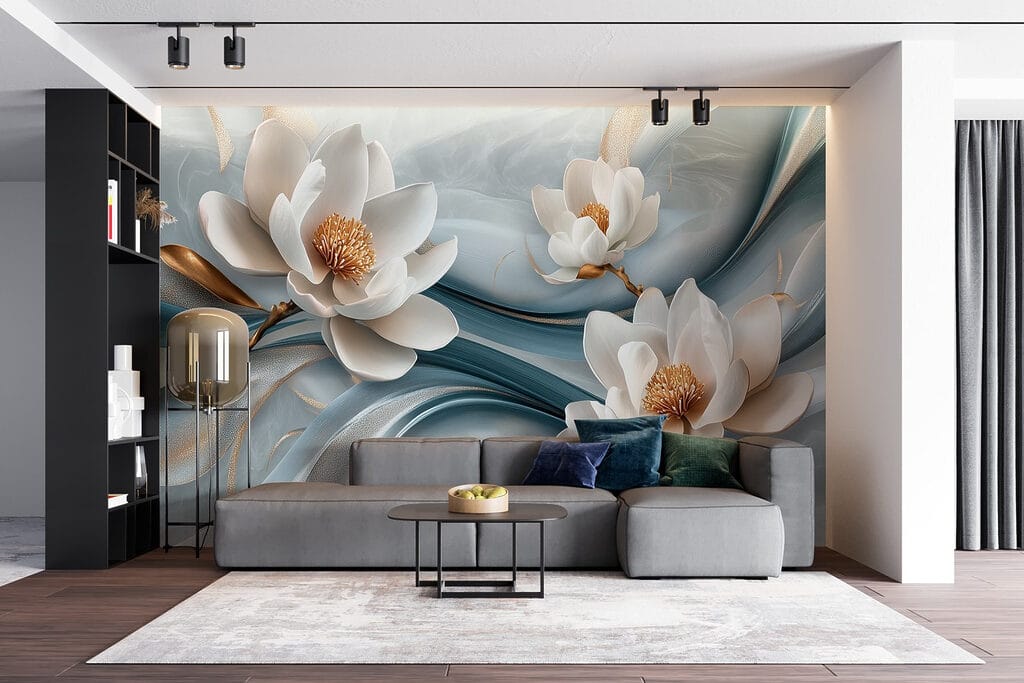 Flores brancas sobre azul — interior 5