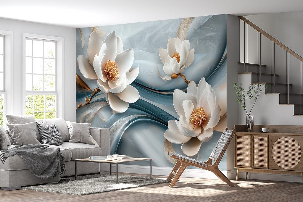 Flores brancas sobre azul — interior 6