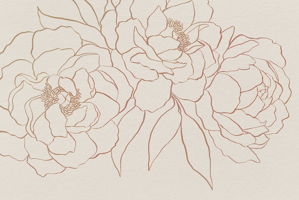 Flores em contornos finos — design completo