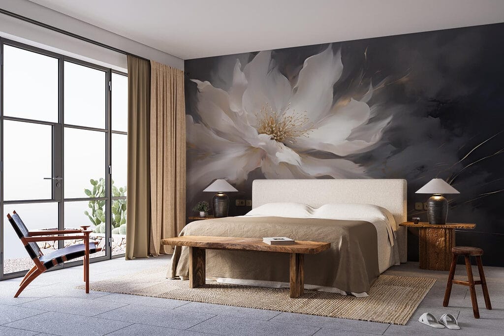 Flor branca ao anoitecer — interior 1