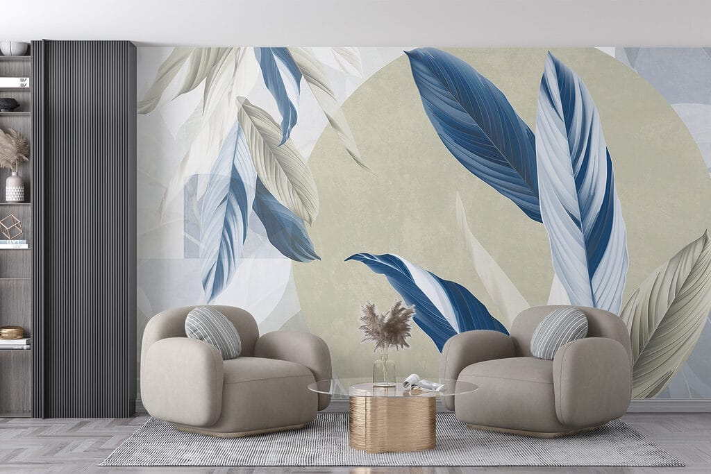 Folhas entre círculos claros — interior 3