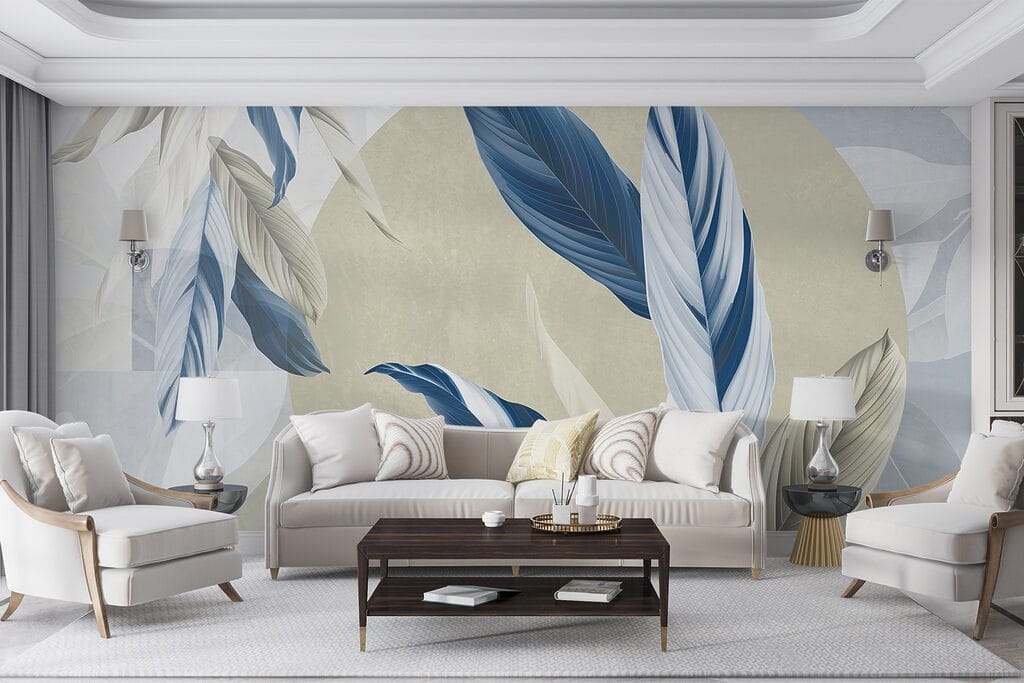 Folhas entre círculos claros — interior 5