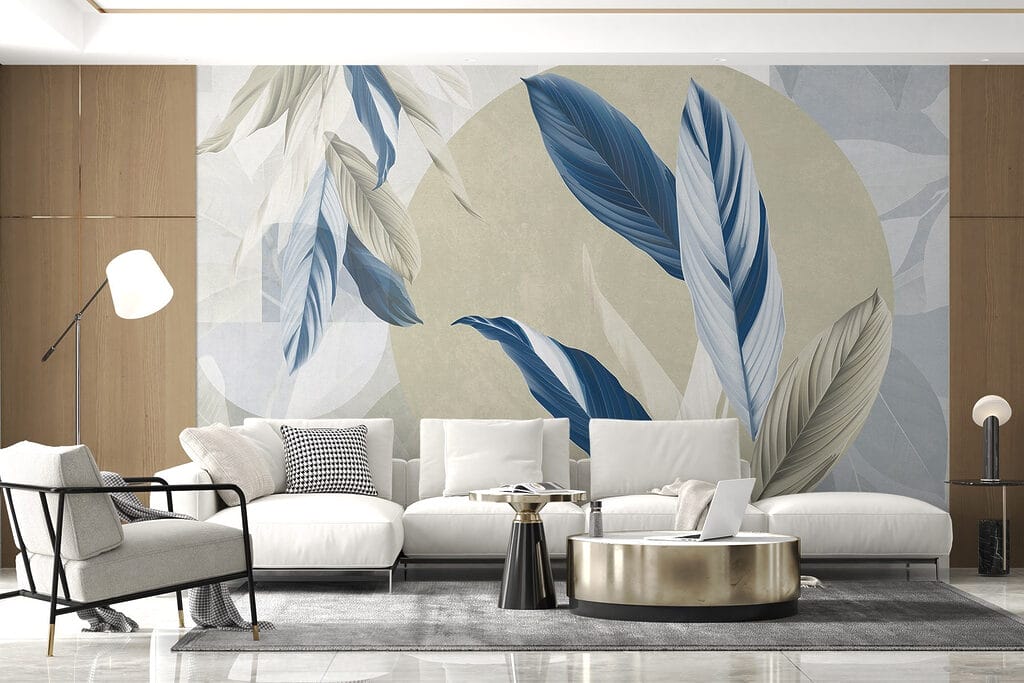 Folhas entre círculos claros — interior 6