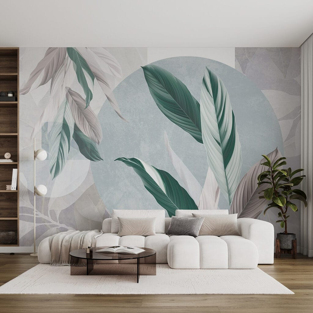 Folhas entre círculos claros — interior 6