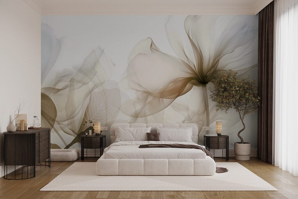 Flores translúcidas sobre branco — interior 3