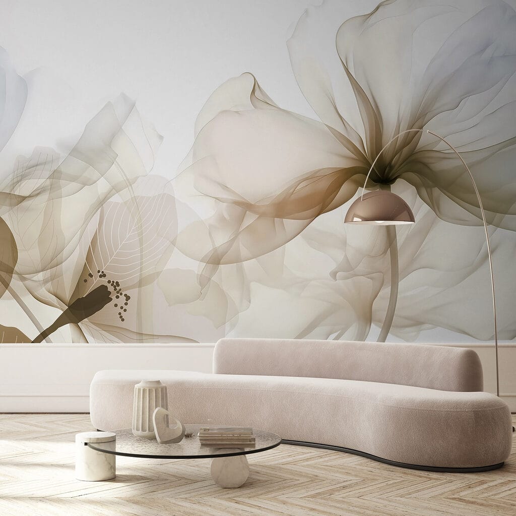 Flores translúcidas sobre branco — interior 4