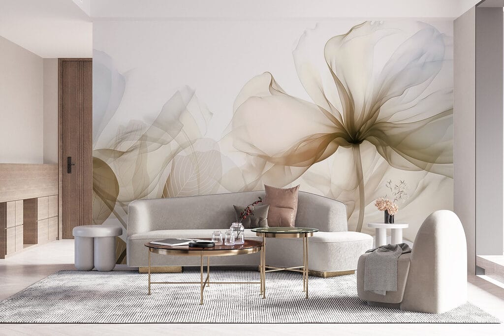 Flores translúcidas sobre branco — interior 5