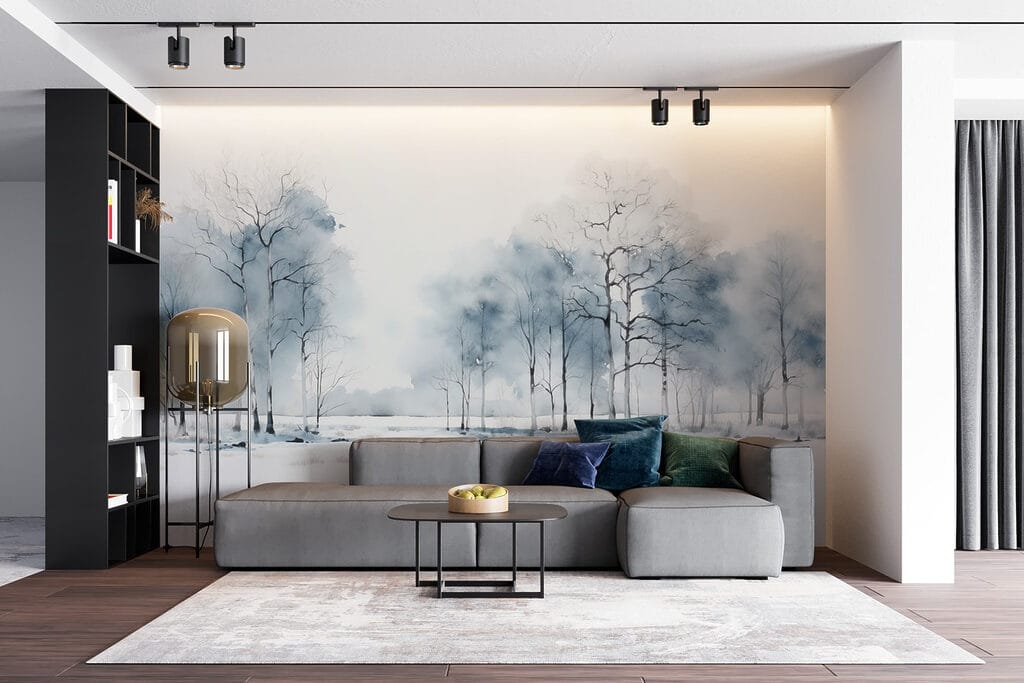 Árvores azuis na neve — interior 5