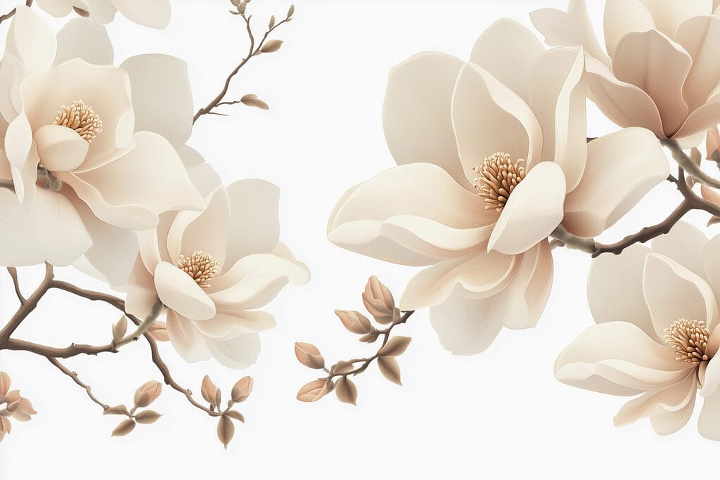 Flores creme num ramo — design completo