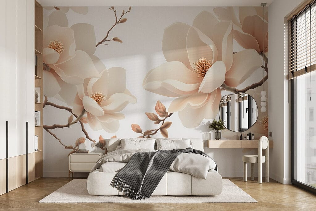 Flores creme num ramo num interior