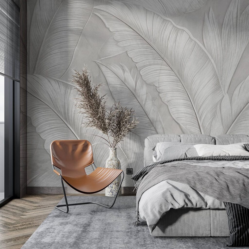 Folhas cinzentas em relevo — interior 2