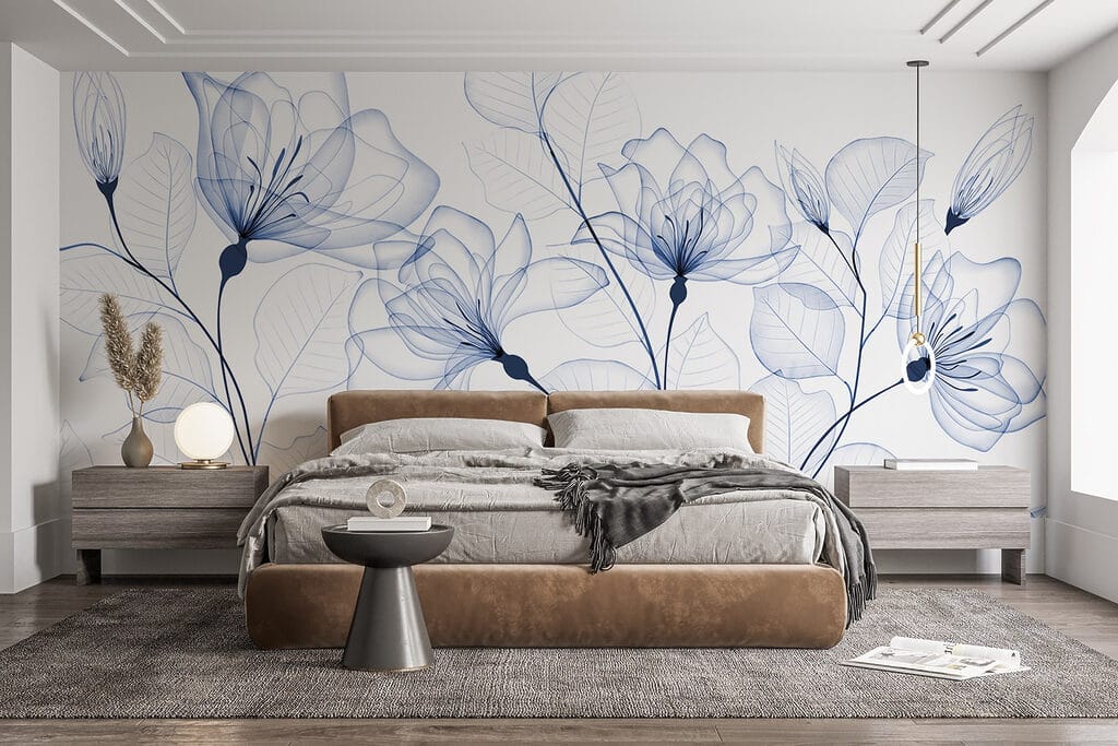 Flores azuis em linhas — interior 2