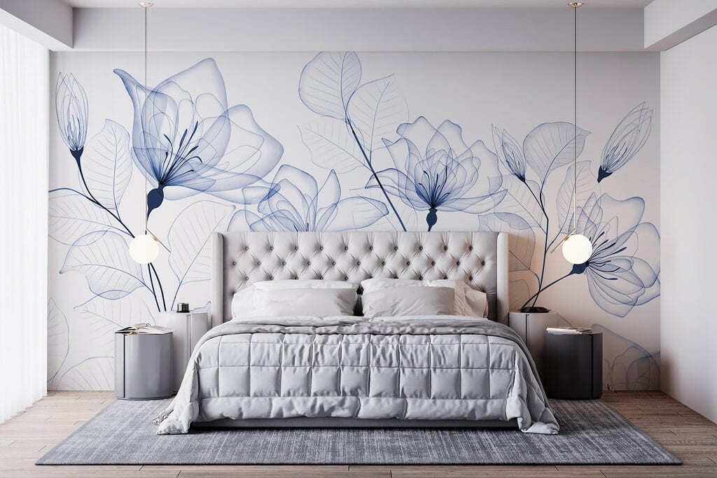 Flores azuis em linhas — interior 3
