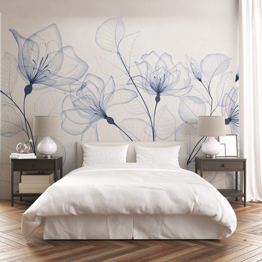 Flores azuis em linhas — interior 4