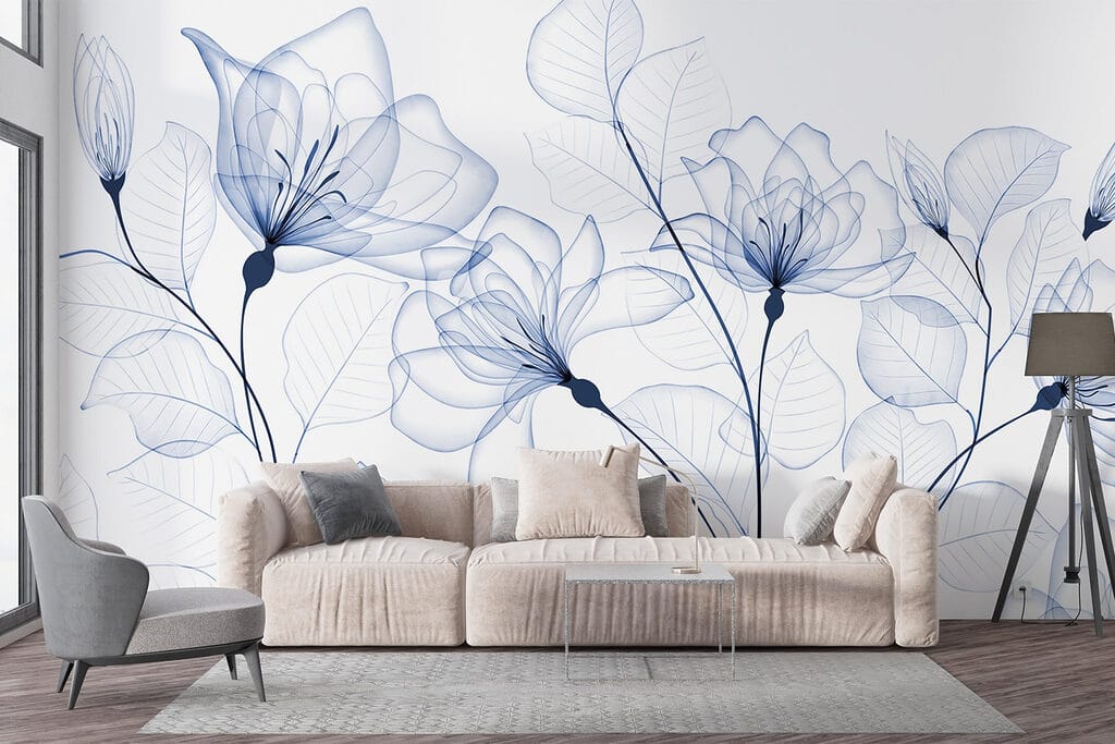 Flores azuis em linhas — interior 5