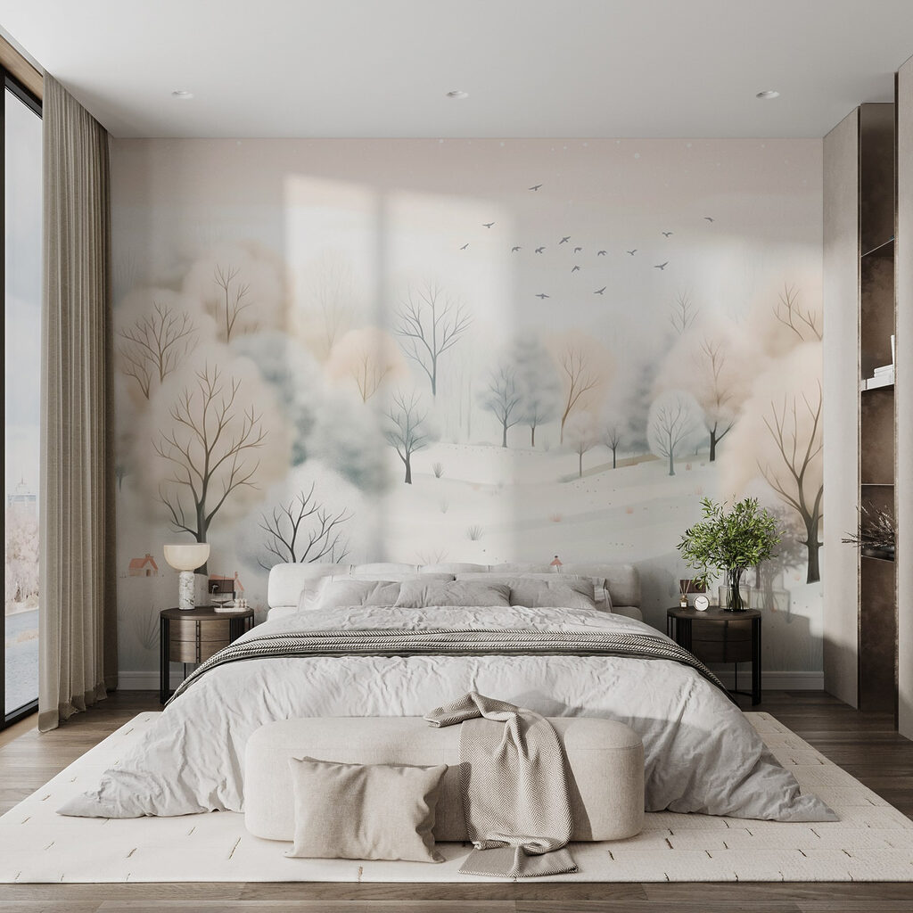 Colinas nevadas com aves — interior 1