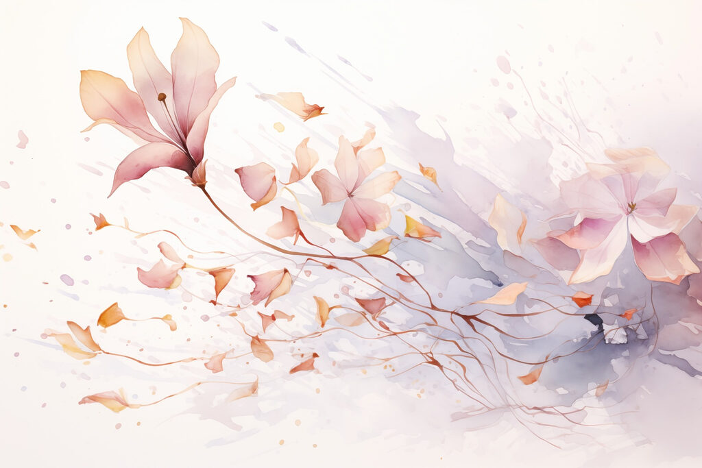 Flores soltas num ramo — design completo