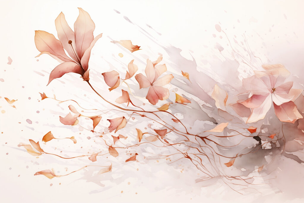 Flores soltas num ramo — design completo